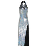 The Sylvie limited edition silver sequined midi dress