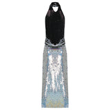 The Sylvie limited edition silver sequined midi dress