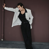 The Pierre midnight black satin shirt