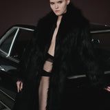 The Lya onyx black maxi faux fur