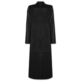 The Reine jade black maxi leather trenchcoat