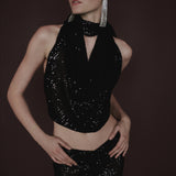 The Jacquelyn sequined transparent black suit
