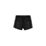 The Bernice jade black leather mini short