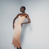 The Bellini cantaloupe satin midi dress