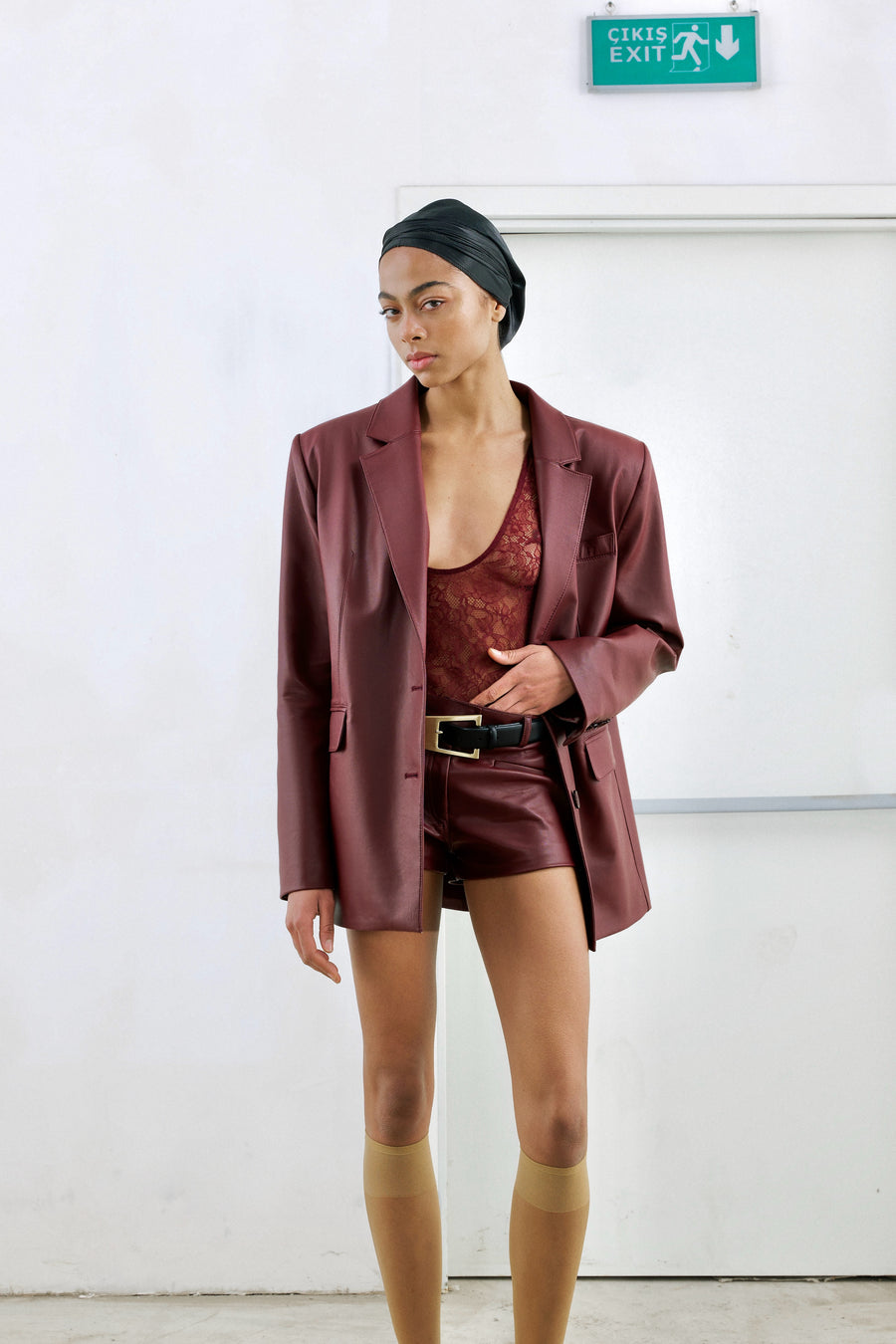 BOLD Look 21 in maroon jacket