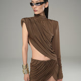 Mink Brown Jersey Suit