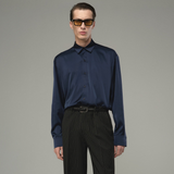 Navy Blue Satin Shirt