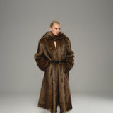 Brown Melange Long Faux Fur