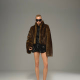 Oversized Silhouette Brown Melange Faux Fur