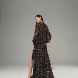 Retro Polka Chiffon Maxi Dress