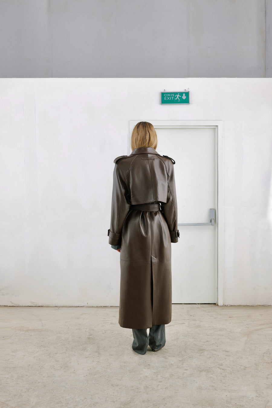 BOLD Rust leather trench coat