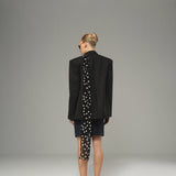 Black Pinstripe Blazer with Strong Shoulder