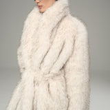 Ivory Melange Long Faux Fur