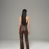 Eyelet Detail Leather Pants