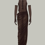 Brown Tulle Dress with Gloves