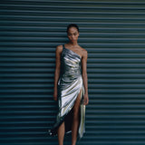 The Evelyn Silver Midi Dress