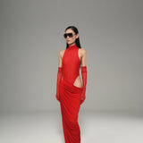 Red Tulle Dress with Gloves