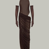 Brown Tulle Dress with Gloves