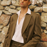 HEATWAVE Look 02 in Olive Stripe Suit