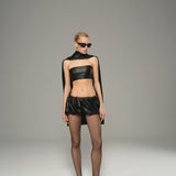 Coal Leather Crop Top