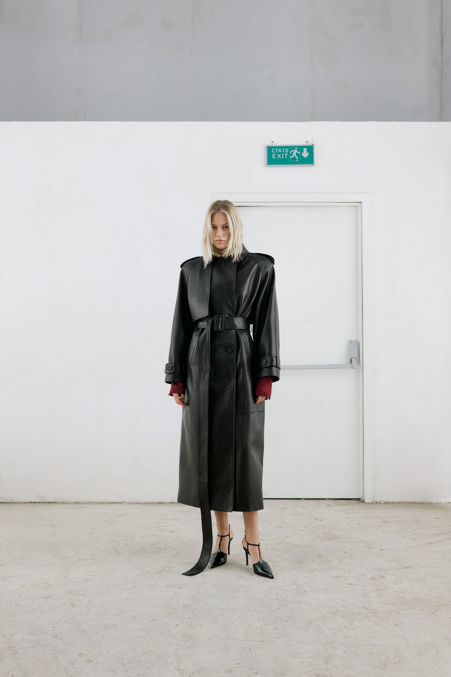 BOLD Smoky leather trench coat