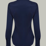 Navy Blue Satin Shirt