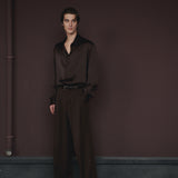 The Pierre umber satin shirt