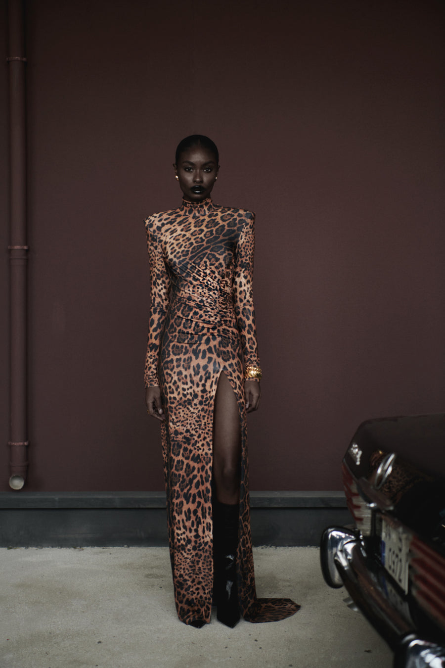 The Mei leopard maxi dress