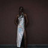 The Sylvie limited edition silver sequined midi dress