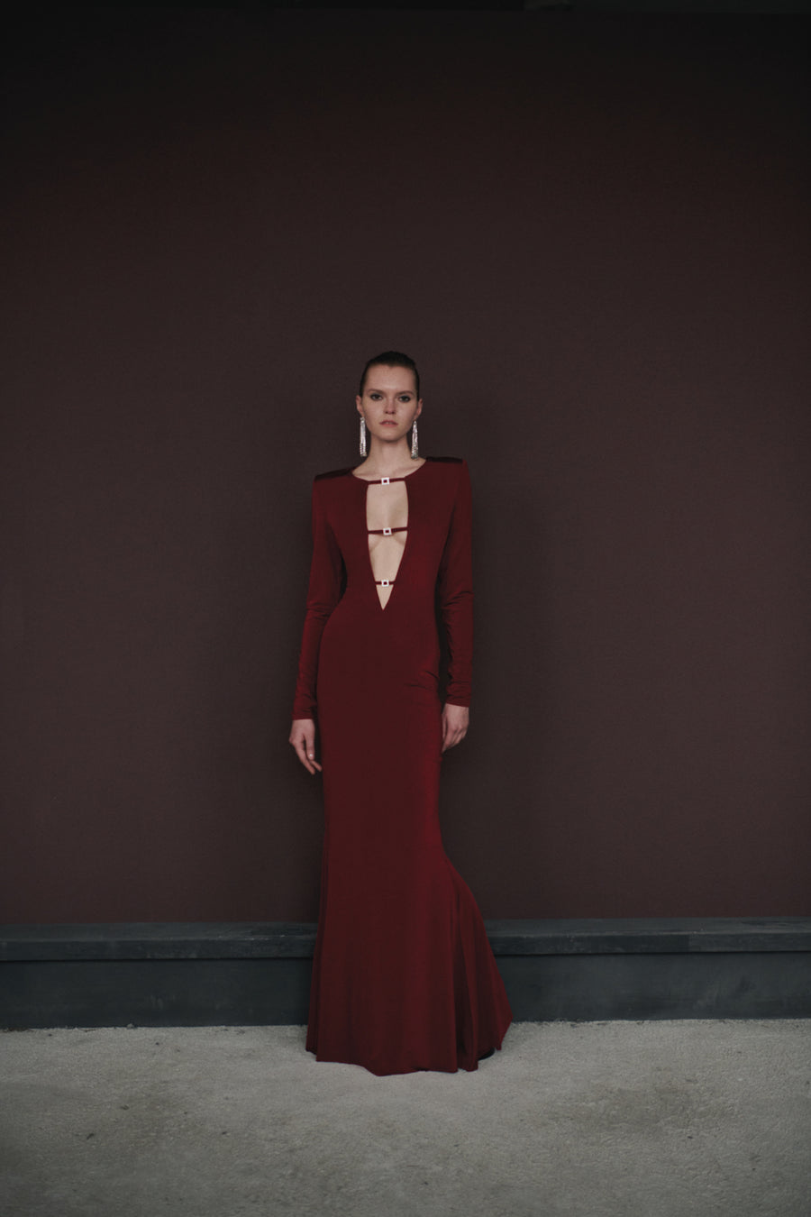 The Alba burgundy maxi dress