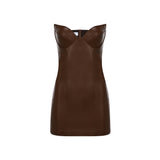 The Joelle pecan leather mini dress