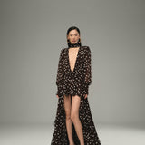 Retro Polka Chiffon Maxi Dress