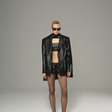 Coal Leather Blazer Jacket