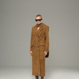 Cognac Suede Long Coat