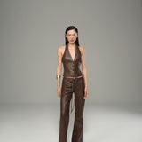 Eyelet Detail Leather Bustier