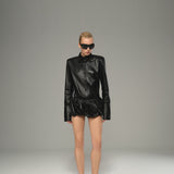 Coal Leather Baloon Mini Skirt