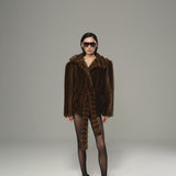 Baby-Collar and Strong-Shoulder Faux Fur Coat