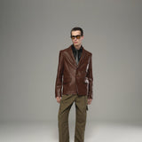 Chesnut Leather Blazer Jacket