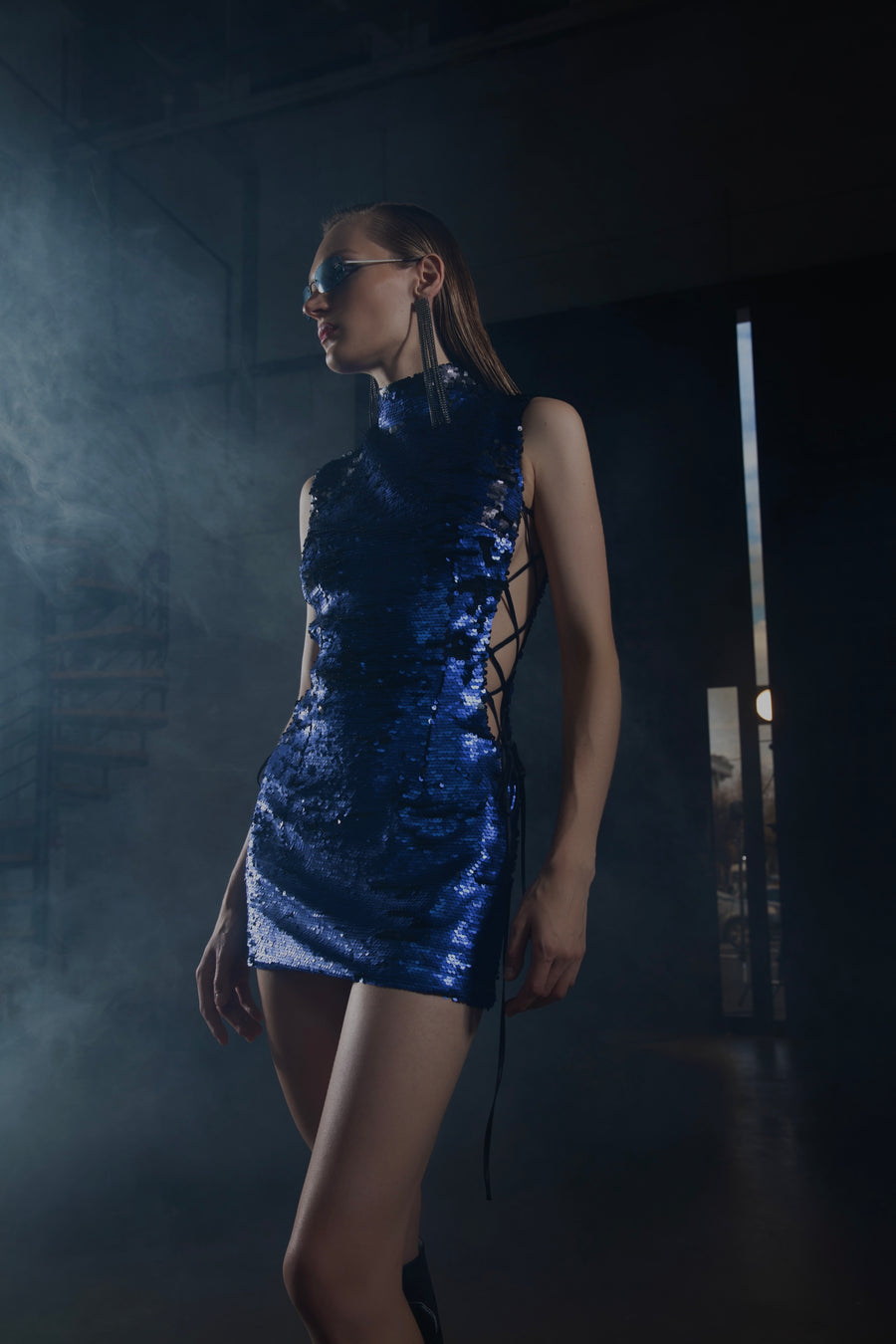 The Benitoite cobalt sequin mini dress