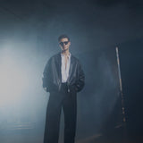 The Dario unisex leather bomber jacket