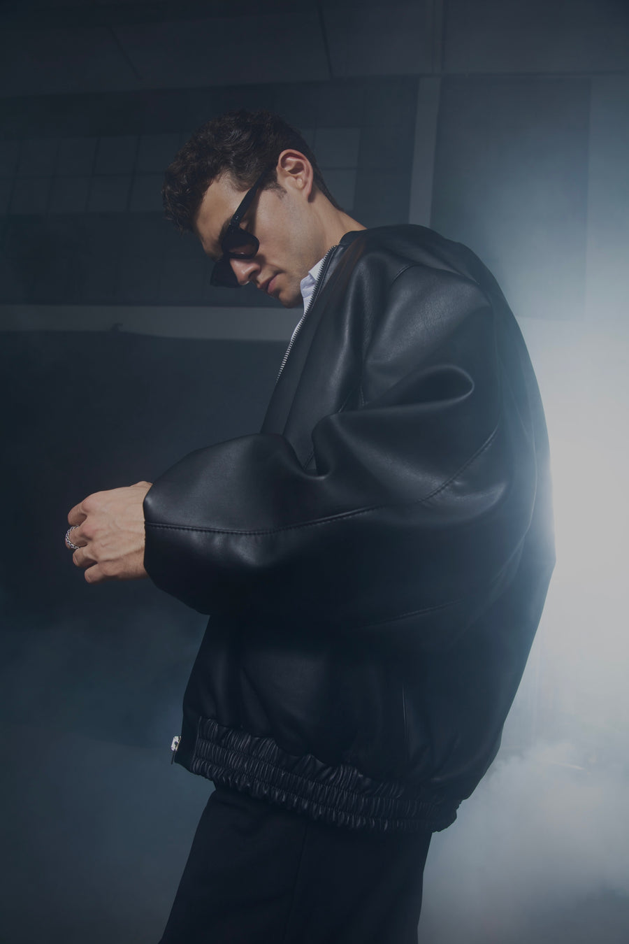 The Dario unisex leather bomber jacket