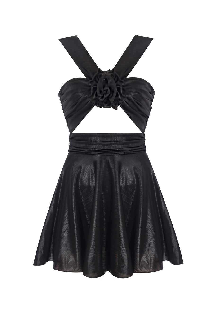 The Leia Shimmer Black Mini Dress